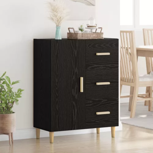 vidaXL Széf fiókkal Musta tammi 34 x 69.5 x 90 cm Faanyag
