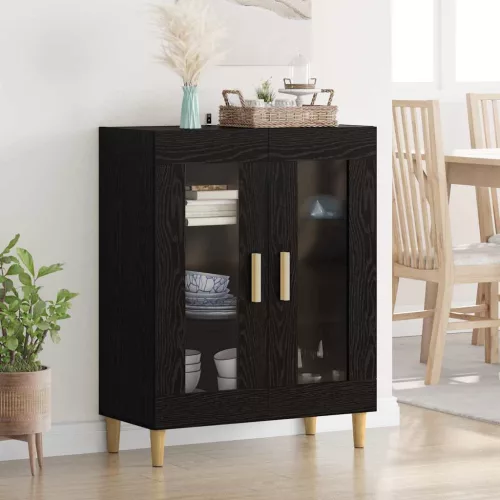 vidaXL Széf Fekete tölgy 69,5 x 34 x 90 cm Faanyag