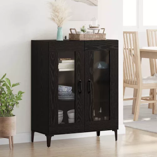 vidaXL Széf Fekete tölgy 69,5 x 34 x 90 cm Műszaki fa és vas