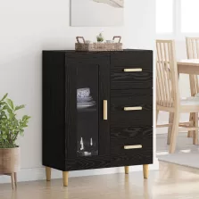   vidaXL Széf fiókkal Fekete tölgy 69,5 x 34 x 90 cm Faanyag