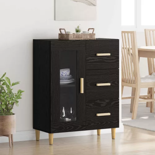 vidaXL Széf fiókkal Fekete tölgy 69,5 x 34 x 90 cm Faanyag