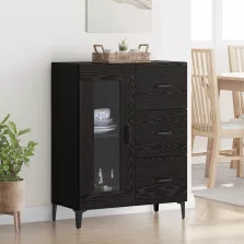   vidaXL Széf fiókkal Fekete tölgy 69,5 x 34 x 90 cm Műszaki fa és vas