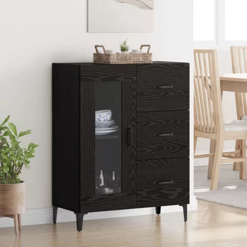 vidaXL Széf fiókkal Fekete tölgy 69,5 x 34 x 90 cm Műszaki fa és vas