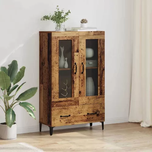 vidaXL Magasfiú fiókkal Öreg fa 70 x 31 x 115 cm Műszaki fa és vas