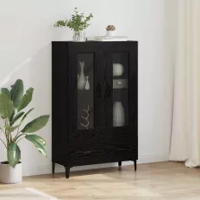   vidaXL Magasfiú Fekete tölgy 70 x 31 x 115 cm Műszaki fa és vas