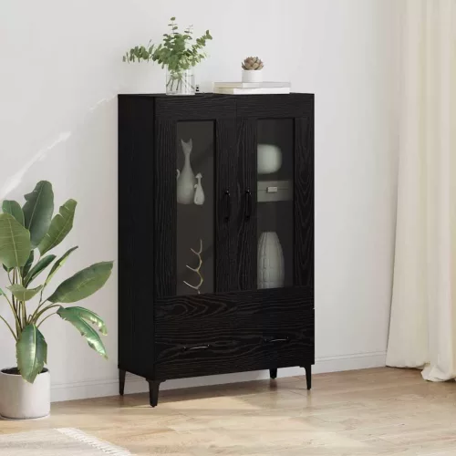 vidaXL Magasfiú Fekete tölgy 70 x 31 x 115 cm Műszaki fa és vas