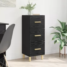 vidaXL Széf fiókkal Musta tammi 34.5 x 34 x 90 cm Faanyag