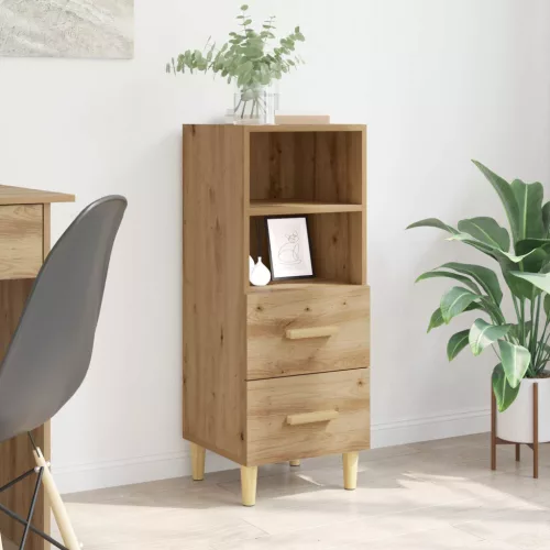 vidaXL Széf fiókkal kézműves tölgy 34 x 34.5 x 90 cm Faanyag