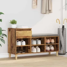   vidaXL Cipőszekrény fiókkal tárolóval Öreg fa 102 x 36 x 60 cm Faanyag
