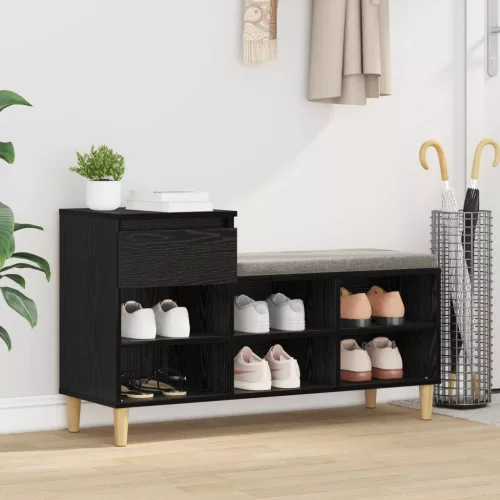 vidaXL Cipőszekrény fiókkal Fekete tölgy 102 x 36 x 60 cm Faanyag