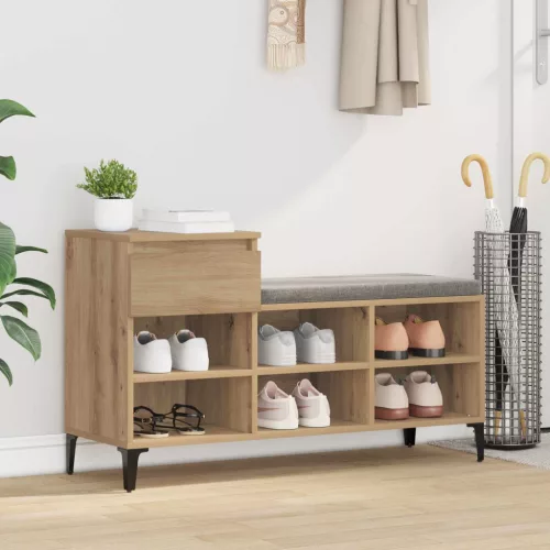 vidaXL Cipőszekrény fiókkal kézműves tölgy 102 x 36 x 60 cm Faanyag