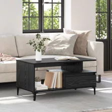   vidaXL Dohányzóasztal fiókkal Fekete tölgy 90 x 49 x 45 cm Faanyag