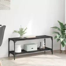   vidaXL TV szekrény Fekete tölgy 100x33x41cm Műszaki fa és vas