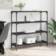   vidaXL Könyvespolc Fekete tölgy 100 x 33 x 100 cm Műszaki fa és vas