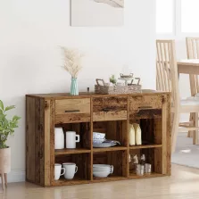 vidaXL Széf fiókkal Öreg fa 100 x 30 x 59,5 cm Faanyag