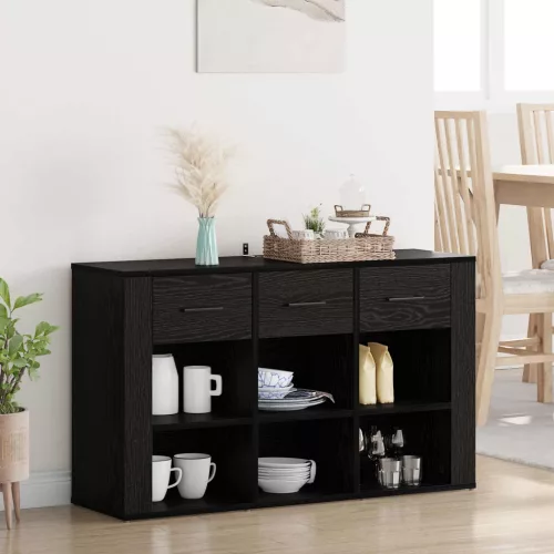vidaXL Széf fiókkal Fekete tölgy 100 x 30 x 59,5 cm Faanyag