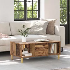   vidaXL Dohányzóasztal fiókkal Öreg fa 90 x 50 x 26.5 cm Faanyag