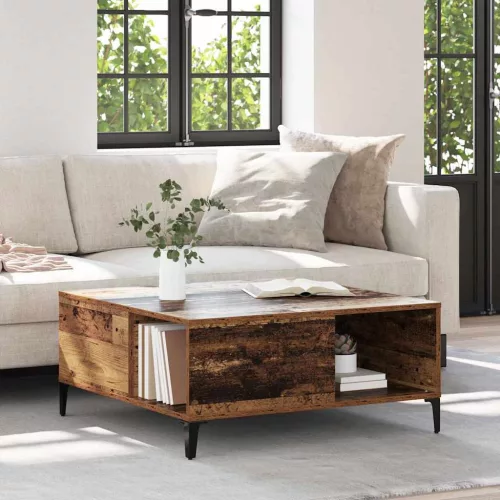 vidaXL Dohányzóasztal Öreg fa 80 x 80 x 36,5 cm Faanyag