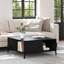   vidaXL Dohányzóasztal Fekete tölgy 80 x 80 x 36,5 cm Faanyag