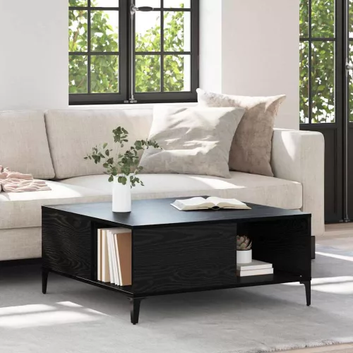 vidaXL Dohányzóasztal Fekete tölgy 80 x 80 x 36,5 cm Faanyag