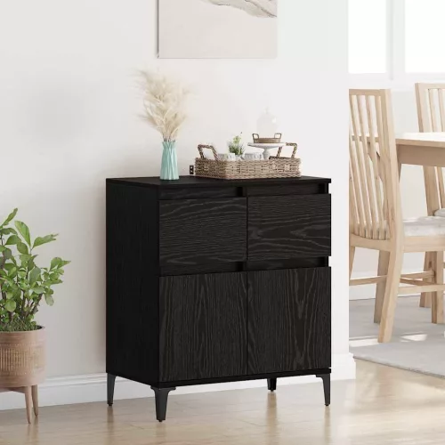 vidaXL Széf fiókkal Fekete tölgy 60 x 35 x 70 cm Műszaki fa és vas