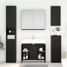  vidaXL Mosdókagyló szekrény polcokkal Fekete tölgy 80 x 33 x 60 cm