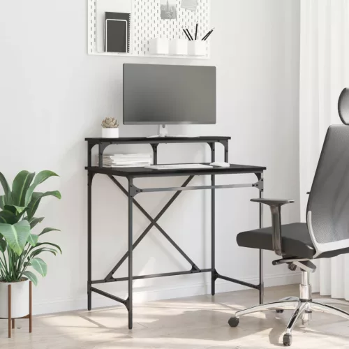 vidaXL Asztal Fekete tölgy 80 x 50 x 90 cm Faanyag