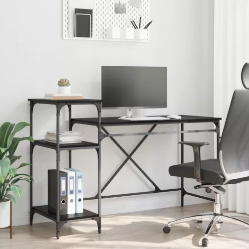 vidaXL Asztal Fekete tölgy 135 x 50 x 90 cm Faanyag