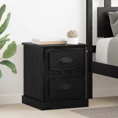 vidaXL Éjjeliszekrény fiókkal Fekete tölgy 39 x 39 x 47.5 cm Faanyag