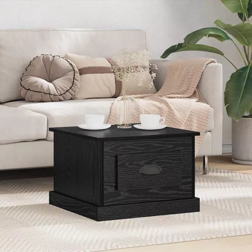 vidaXL Dohányzóasztal fiókkal Fekete tölgy 50 x 50 x 35 cm Faanyag