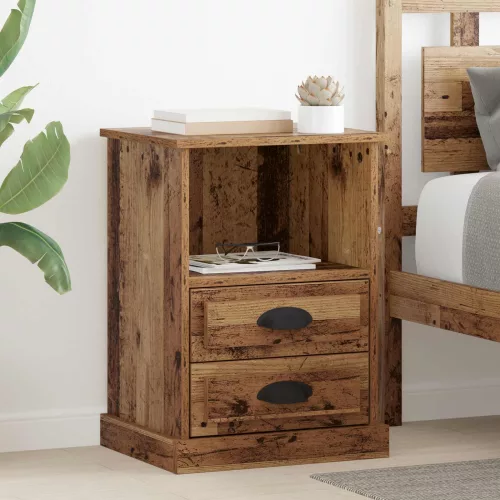 vidaXL Éjjeliszekrény fiókkal 2 pcs Öreg fa 36 x 43 x 60 cm Faanyag