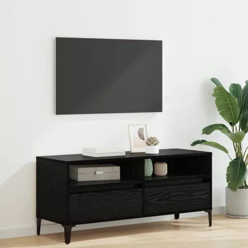 vidaXL TV szekrény Fekete tölgy 100 x 34,5 x 44,5 cm Műszaki fa és vas