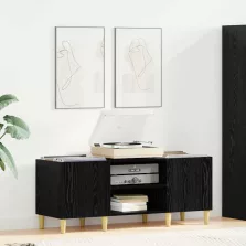   vidaXL Hanglemez szekrény Fekete tölgy 121 x 38 x 48 cm Faanyag