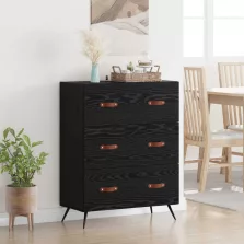  vidaXL Fiókos szekrény Fekete Tölgy 69,5 x 34 x 90 cm Mérnöki fa