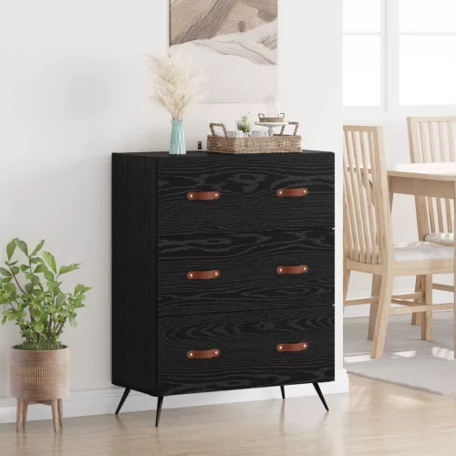 vidaXL Fiókos szekrény Fekete Tölgy 69,5 x 34 x 90 cm Mérnöki fa