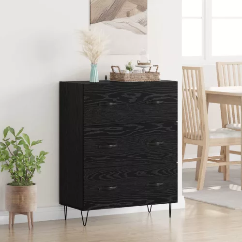 vidaXL Széf fiókkal Fekete tölgy 69,5 x 34 x 90 cm Műszaki fa és vas