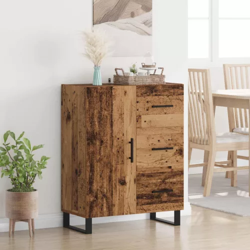 vidaXL Széf fiókkal Öreg fa 69,5 x 34 x 90 cm Műszaki fa és vas