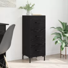   vidaXL Széf fiókkal Fekete tölgy 34,5 x 34 x 90 cm Faanyag