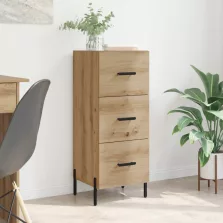   vidaXL Széf fiókkal kézműves tölgy 34 x 34.5 x 90 cm Faanyag
