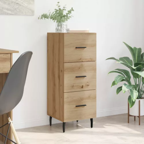 vidaXL Széf fiókkal kézműves tölgy 34 x 34.5 x 90 cm Faanyag