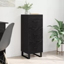   vidaXL Széf fiókkal Fekete tölgy 34,5 x 34 x 90 cm Műszaki fa és vas