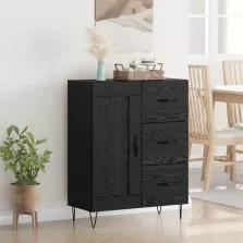   vidaXL Széf fiókkal Fekete Tölgy 69,5 x 34 x 90 cm Mérnöki fa
