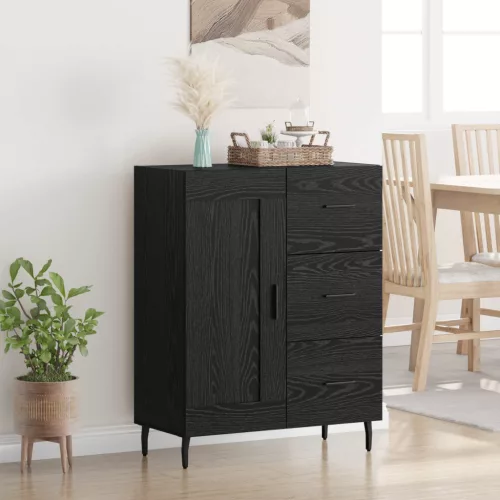 vidaXL Széf fiókkal Fekete tölgy 69,5 x 34 x 90 cm Műszaki fa és vas