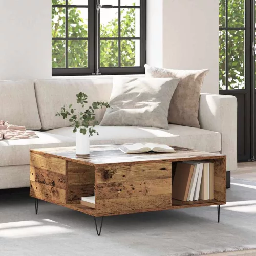 vidaXL Dohányzóasztal Öreg fa 80 x 80 x 36,5 cm Faanyag