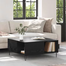   vidaXL Dohányzóasztal Fekete tölgy 80 x 80 x 36,5 cm Faanyag