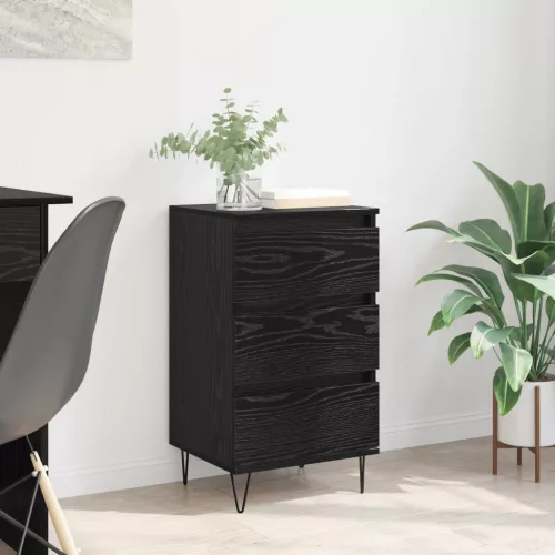 vidaXL Széf fiókkal Fekete tölgy 40 x 35 x 70 cm Műszaki fa és vas
