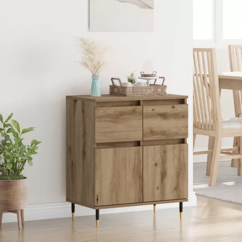 vidaXL Széf fiókkal Artisan tölgy 60 x 35 x 70 cm Műszaki fa és vas