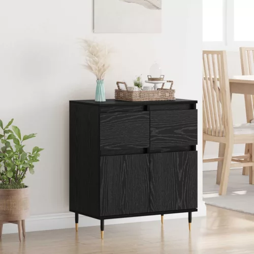 vidaXL Széf fiókkal Fekete tölgy 60 x 35 x 70 cm Műszaki fa és vas