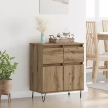   vidaXL Széf fiókkal Artisan tölgy 60 x 35 x 70 cm Műszaki fa és vas