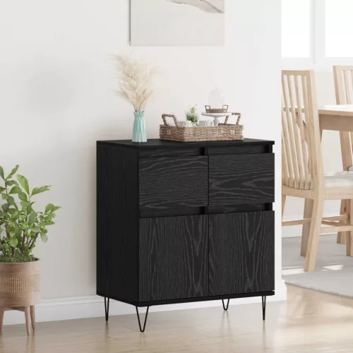 vidaXL Széf fiókkal Fekete tölgy 60 x 35 x 70 cm Műszaki fa és vas